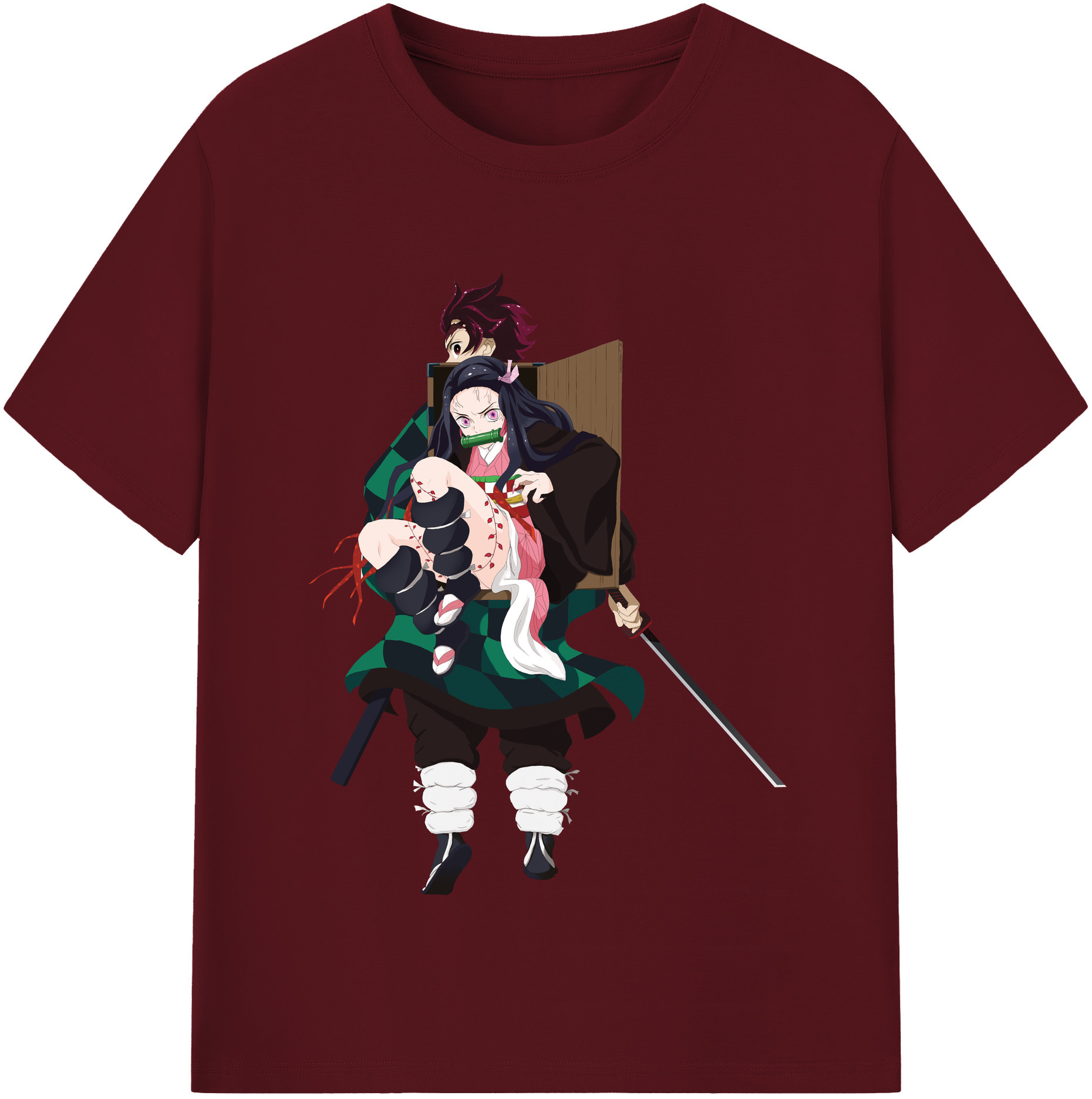 （画像用） 鬼滅の刃（きめつのやいば）竈門 禰󠄀豆子／かまど ねずこ Kamado Nezuko 綿100％半袖Tシャツ（フロントプリント）